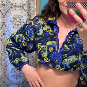 Patagonia Blue and Yellow Women's Fleece Top